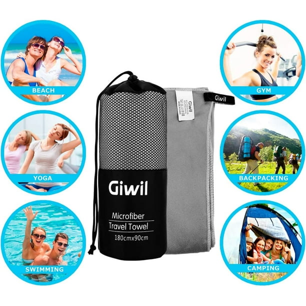 Microfiber Beach Towel Giwil Travel Sports Towel Ultra Absorbent and Quick Dry Towel XL 70 X 35 Compact Lightweight Swimming Towel for