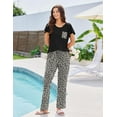 thumbnail image 5 of Ekouaer 2-Pack Womens Pajama Sets Soft Short Sleeve Sleepwear with Long Pants & Pockets Printed Lounge Set, 5 of 7