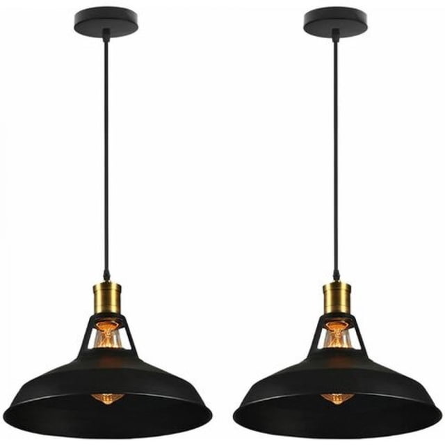 Lámpara colgante de hierro forjado con acabado satinado, iluminación colgante de metal para pasillo, escalera, pasillo, cocina, porche, comedor, dormitorio, sala de estar (paquete de 2)