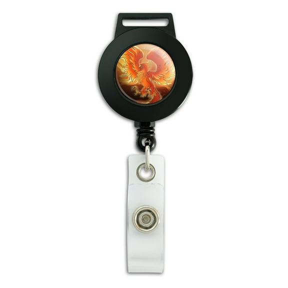 Phoenix Rising from the Flames Lanyard Retractable Reel Badge ID Card Holder