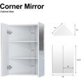 thumbnail image 2 of Corner Medicine Cabinet with Mirror,Bathroom Corner Mirror Cabinet with 2 Doors,Medicine Cabinet Wall Mounted for Small Space,2 Fixed Shelves,White,24" x18", 2 of 14