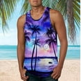 thumbnail image 3 of Débardeur Homme Adulte Hauts Spandex Printemps Été Décontracté Chemise Col Rond Imprimé Blouse Sans Manches Mode Vêtements (Violet, TG), 3 of 5