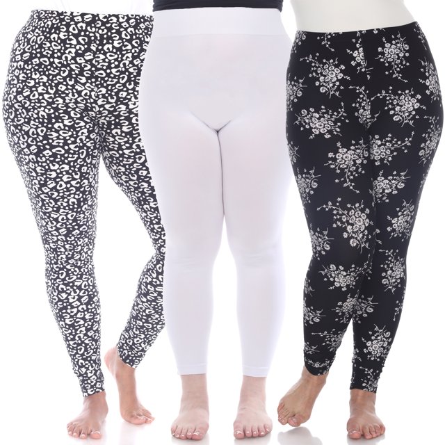 White Mark Women's 3-Pack Soft Stretchable Printed Leggings
