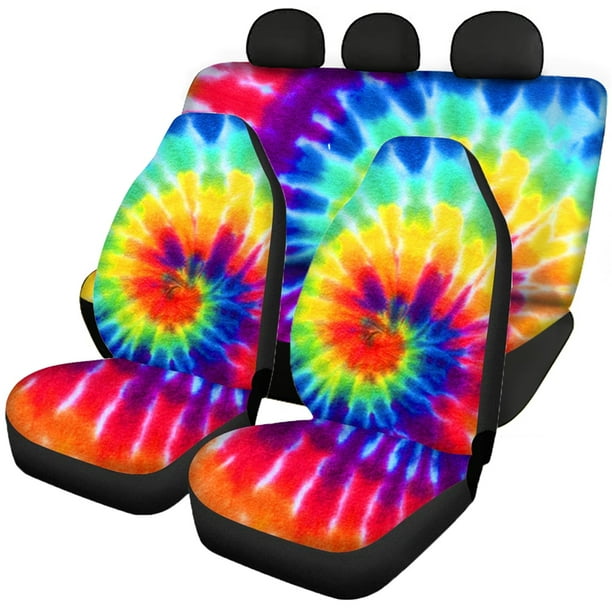 Hugs Idea Tie Dye Car Seat Covers For Front And Back Seats 4 Pieces Universal Size Fit Most Vehicle Cars Suvs Trucks Vans Automotive Accessories Full Set Rainbow Colorful Bright - Tie Dye Back Seat Covers Hugs Idea Tie Dye Car Seat Covers For Front And Back Seats 4 Pieces Universal Size Fit Most Vehicle Cars Suvs Trucks Vans Automotive Accessories Full Set Rainbow Colorful Bright - Tie Dye Back Seat Covers