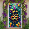 thumbnail image 6 of Gold Mask Mardi Gras Banner Purple Green Feathers Carnival Display Decor Ornate Pattern Masquerade Backdrop for Mardi Gras Party Carnival Celebration Masquerade Ball, 6 of 9