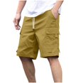 thumbnail image 2 of Men's Summer Quick-Dry Sports Shorts, Multi-Pocket Outdoor Shorts with Elastic Waist & Breathable Lining ,Yellow 2XL, 2 of 4