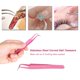 thumbnail image 2 of False Eyelash Tweezers,2pcs/set Stainless Steel Pink Straight/Curved Nail Tweezers Nippers Tools Eyelash Extension Tweezers Pointed Clip Makeup Tools, 2 of 5