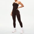 thumbnail image 5 of Women's One Shoulder Yoga Jumpsuit, Sexy Backless Single Strap Bodysuit, Seamless Workout Outfit, Gym Fitness and Casual Bodycon One Piece-Brown, 5 of 9