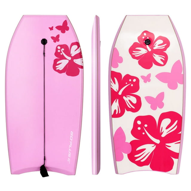 Goplus 41 Pouces Planche de Surf Super Légère avec Laisse EPS Core Boarding Rose