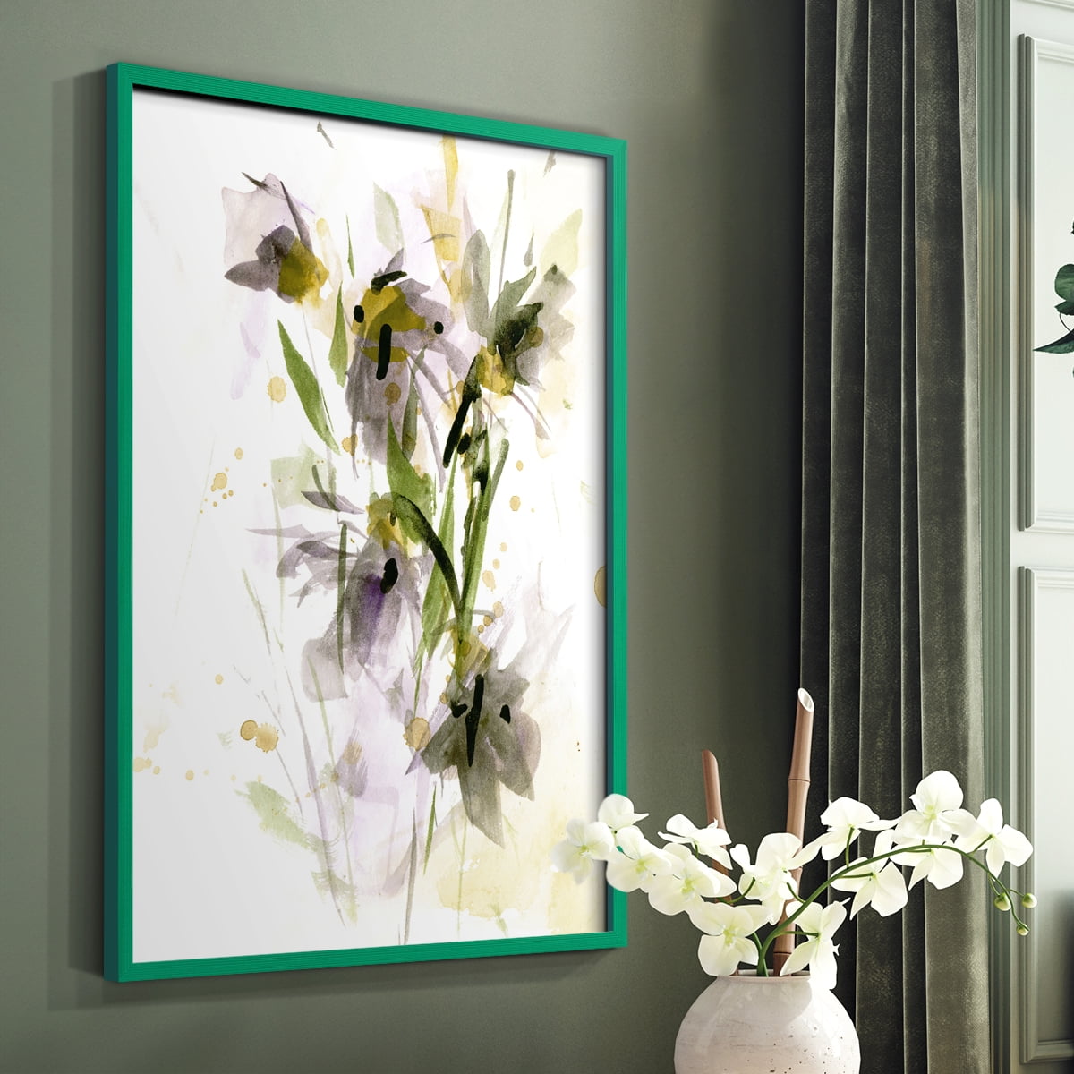After Rain IV Framed Print in Green Solid Wood 8 x 10 Framed Print