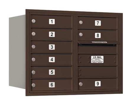 4C Horizontal Mailbox - 6 Door High Unit (23 1/2 Inches) - Double Column - 9 MB1 Doors - Bronze - Rear Loading - Private Access