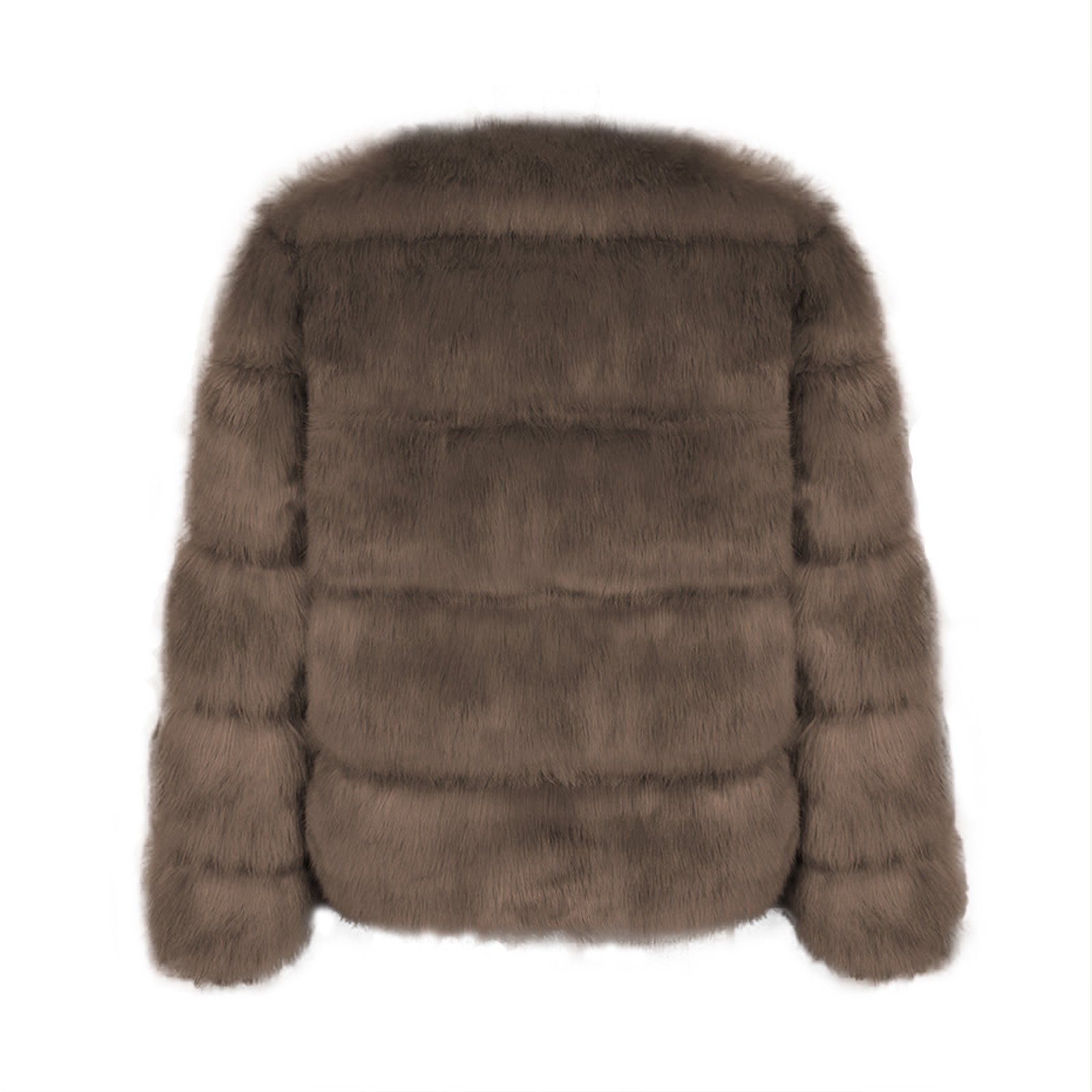 Yigetop Fur Coats for Women European and American Wool Imitation Jacket Women's Short Long Sleeve Faux Leather Coat Faux Fur Jacket Women Coffee L