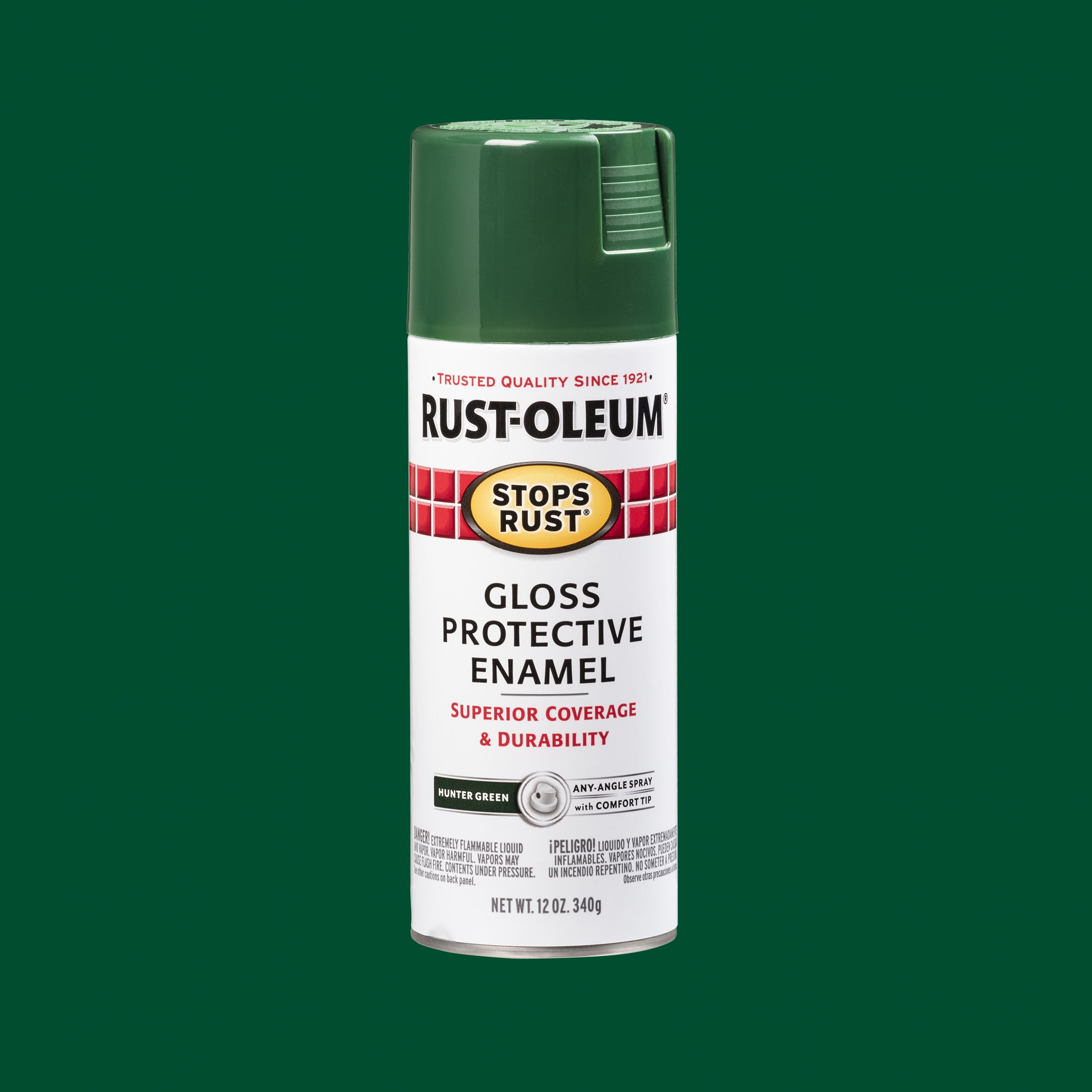 2-Pack Value - Rust-oleum stops rust gloss protective enamel hunter green spray paint, 12 oz