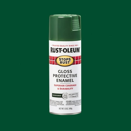 Hunter Green, Rust-Oleum Stops Rust Gloss Protective Enamel Spray Paint-7738830, 12 oz