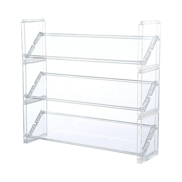 Organizador de maquillaje transparente, organizador de almacenamiento de cosméticos, soporte multiusos para caja de pastel de polvo, mostrador de 3 niveles L