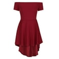 thumbnail image 5 of Elainilye Fashion Dresses for Women Party Loose Off-The-Shoulder Solid Short Sleeve Loose Casual Long Dress Prom Dress,Red, 5 of 7