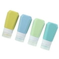 thumbnail image 1 of Botellas de viaje de silicona de 4 piezas de Unique Bargains para artículos de tocador de 3 oz, botellas de tocador a prueba de fugas, contenedor de viaje de 3.94" azul, verde, verde claro, amarillo, 1 of 7