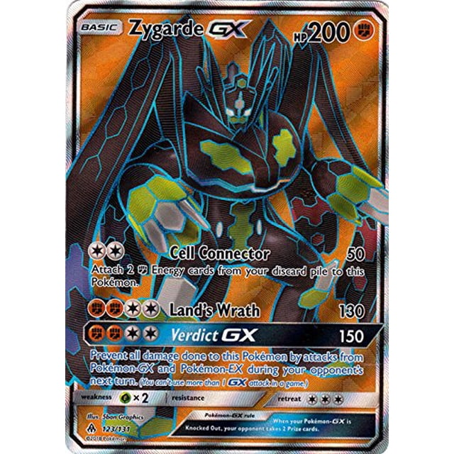 Tarjeta coleccionable Pokémon Zygarde GX 123/131, arte completo, ultra raro