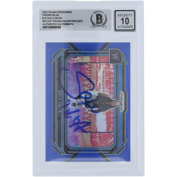 Solo Sikoa WWE Autographed 2023 Panini Prizm Blue Prizm #16 #/199 Beckett Fanatics Witnessed Authenticated 10 Card - Fanatics Authentic Certified