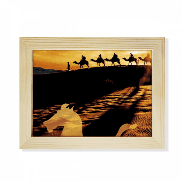 Desert Along the Way to the Silk Road Map Camel Desktop Photo Frame Picture Art Decoration Painting 6x8 inch