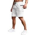 thumbnail image 2 of Men's Casual Cargo Shorts Classic Drawstring Elastic Waist Relaxed Fit Work Short with Multi Pockets White L, 2 of 5