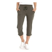 Eddie Bauer Women's Stretch Soft Cotton Blend Elastic Waistband Capri Pants (Basil Heather, XXL)