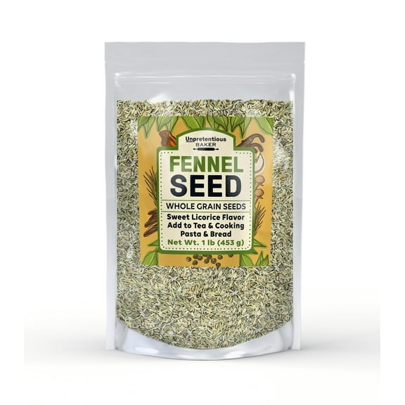 Unpretentious Fennel Seeds 1 lb Whole Seeds, Use in Teas & Cooking, Fiber Rich, Sweet Licorice Flavor