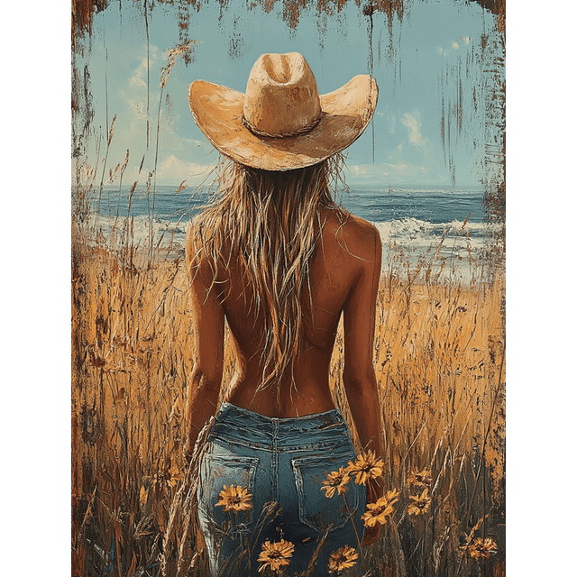 Qisvanset Framed Canvas Wall Art, 12x16 Inch Love Western Cowboy Coastal Bible Wall Print