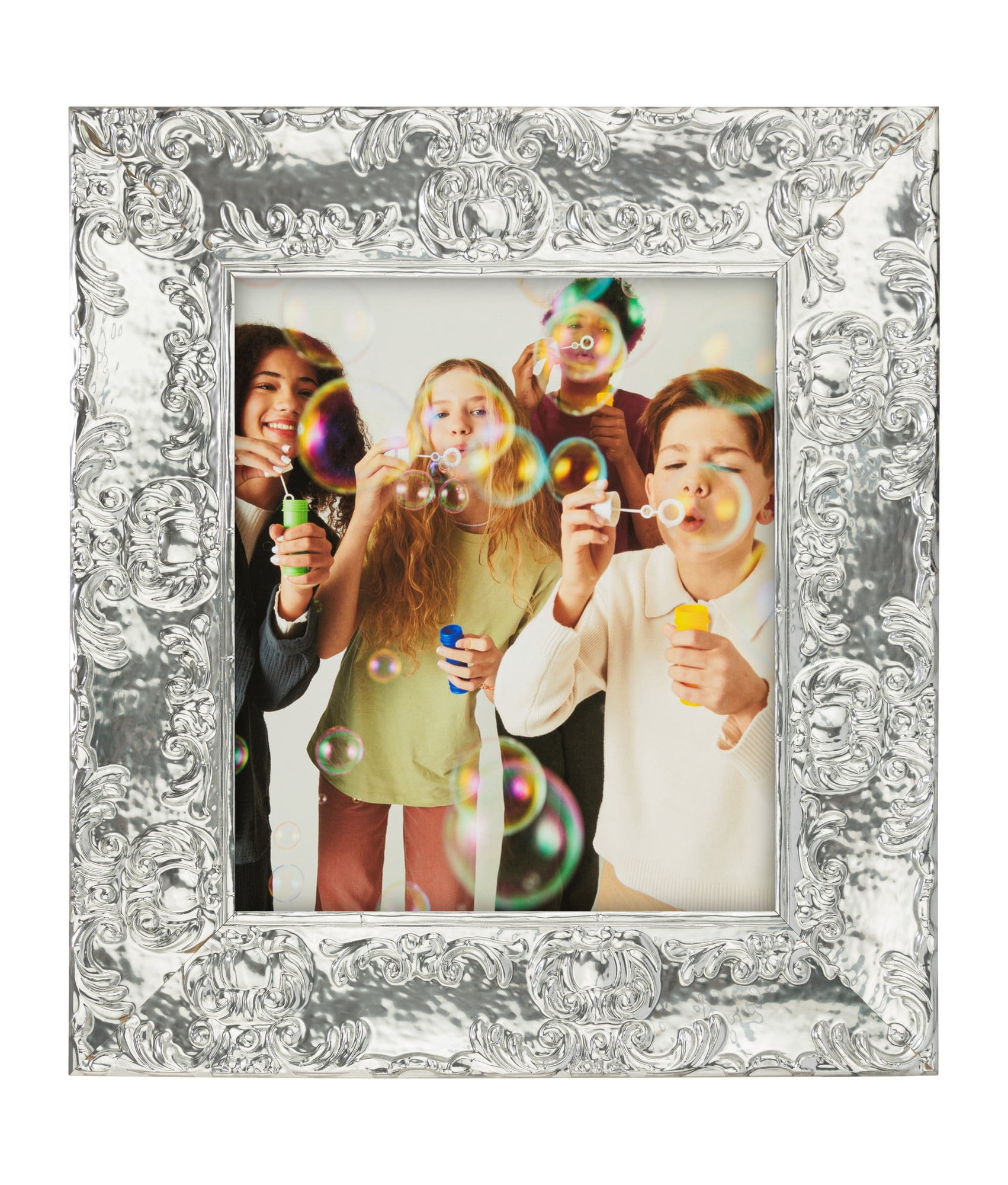ArtToFrames 18" x 24" Platinum Baroque Luxe Picture Frame, 18x24 inch Silver Wood Poster Frame (WOM-5265),  Pack