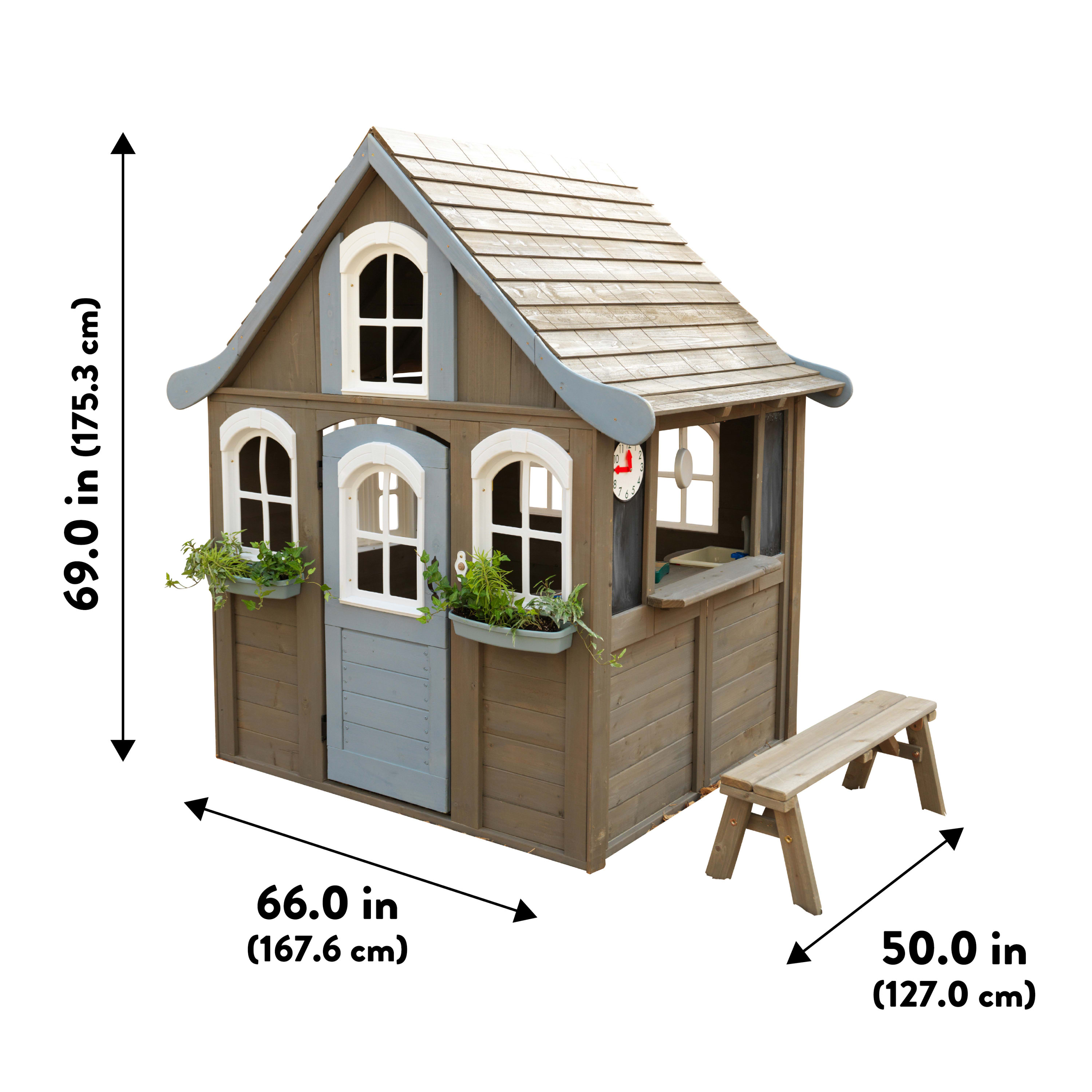 KidKraft Forestview II Wooden Outdoor Playhouse with Ringing Doorbell, Bench and Kitchen - image 15 of 15