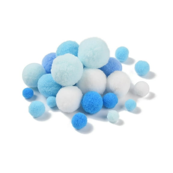 1set Polyester Ball Decoration Pom Pom Ball For DIY Craft Light Sky Blue 0.8~3cm about 100pcs/set