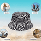 thumbnail image 4 of Sombreros de pescador reversibles para mujer, sombrero de viaje para playa, sombrero para el sol, gorra para exteriores, unisex, vaca, cebra, cuadrícula en blanco y negro, sombrero de, 4 of 5