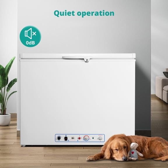 Smeta Chest Freezer, LPG/110V-120V 2 Way Propane 200L with Lock Top Open Door for Outdoor White
