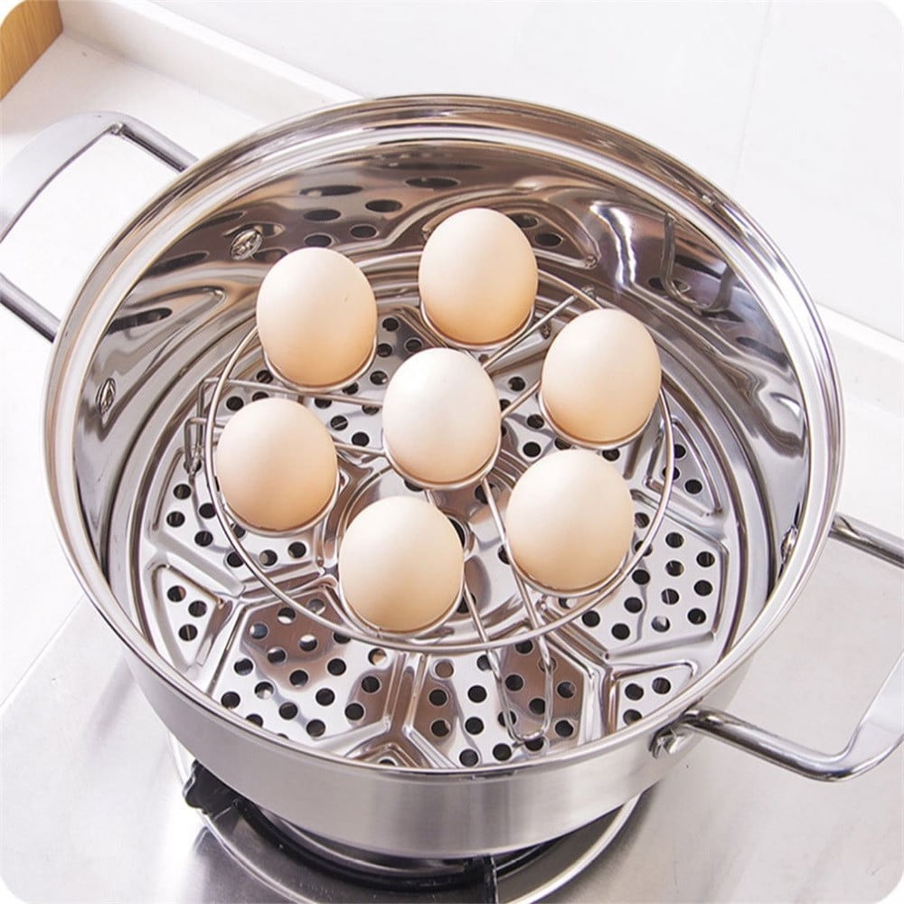 2 Pcs Steamer Rack 8/18 Stainless Steel 7 Inch Heavy Duty Pressure Cooker Steam Rack Egg Steamer Rack Adjustable Height Thickened Design Gift 1 Piece Of Cleaning Cloth
