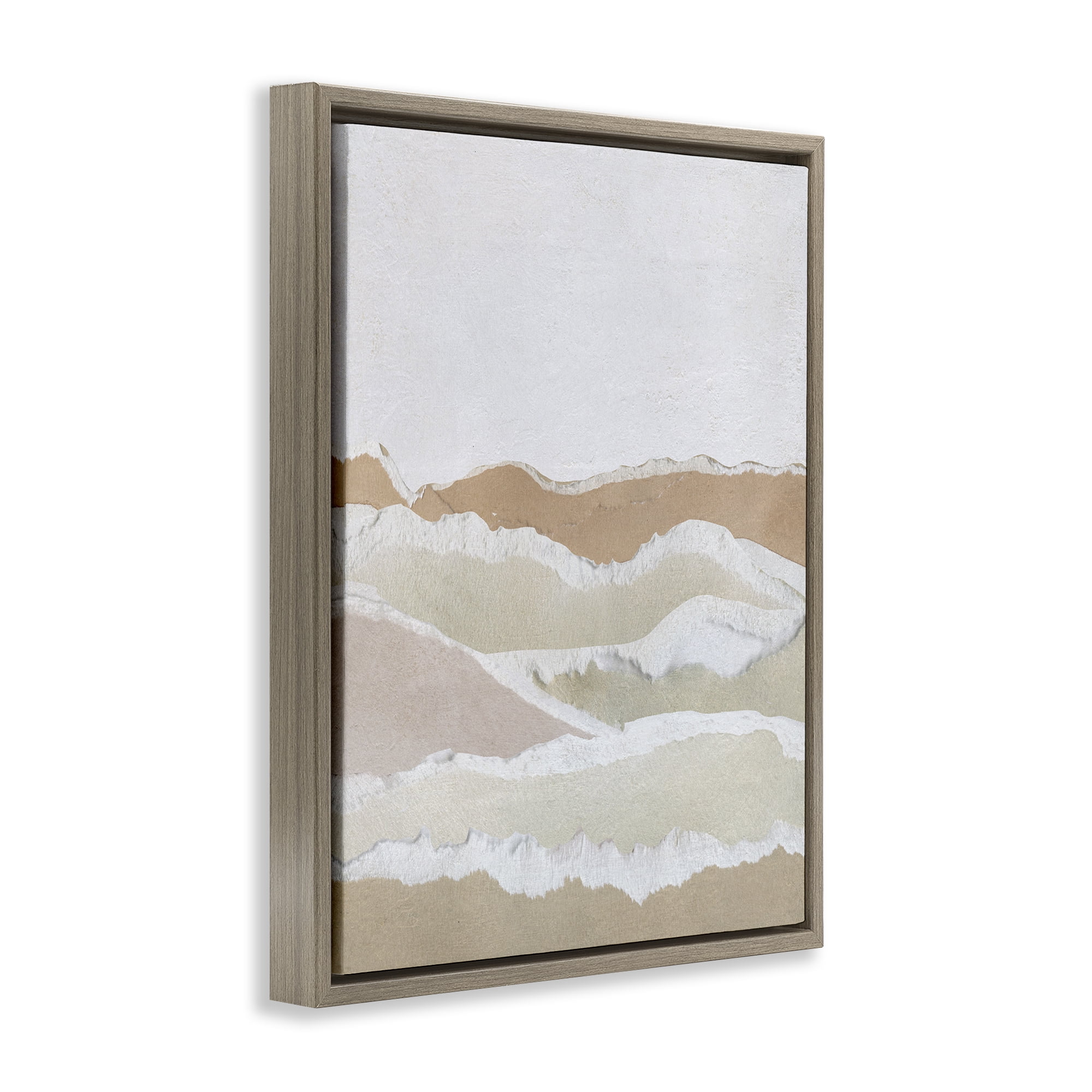 Stupell Industries Collaged Dessert Hills Abstract Painting Brown Floater Framed Canvas Art Print Wall Art, 17 x 21