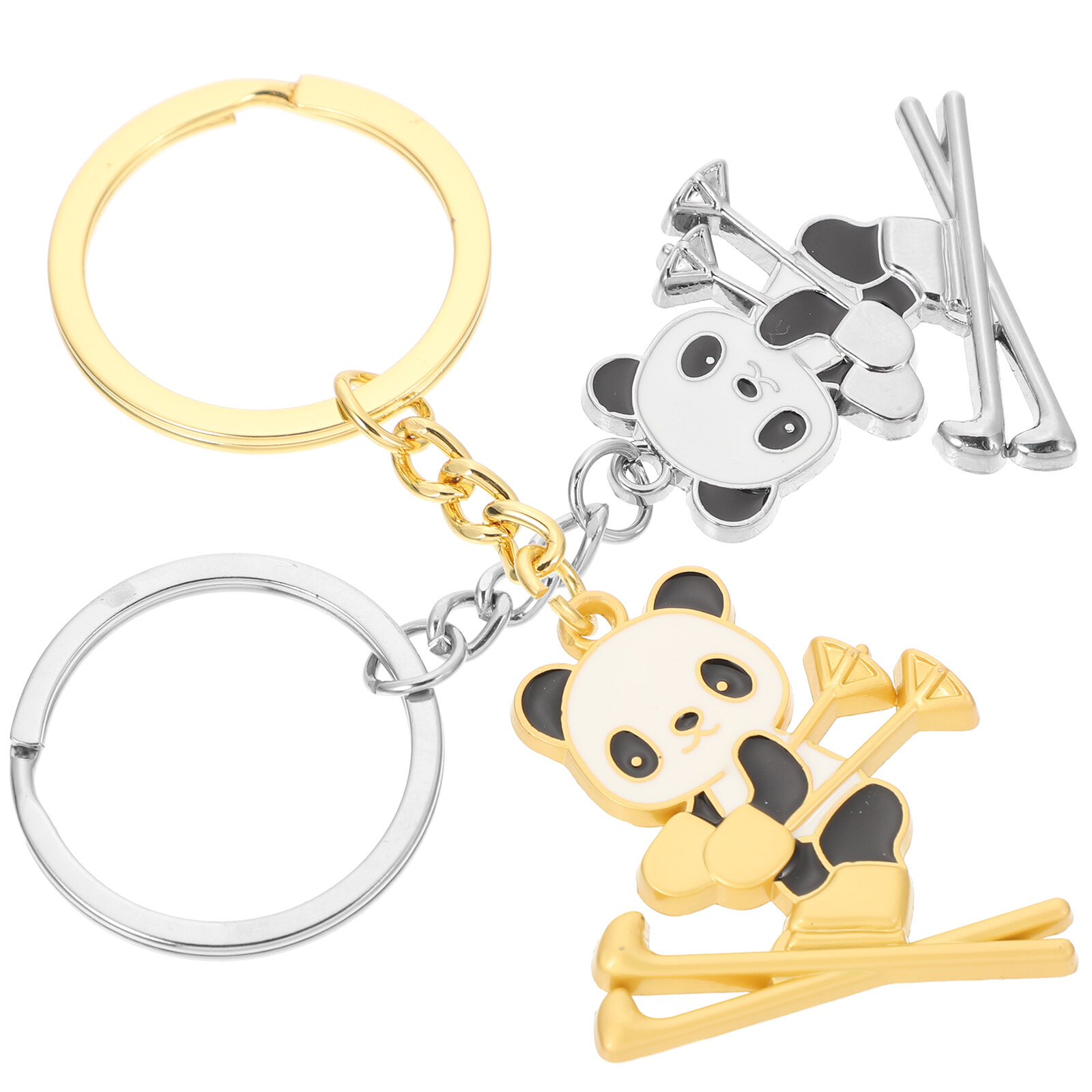 2Pcs Hanging Key Chain Lovely Keychain Decorative Panda Shaped Bag