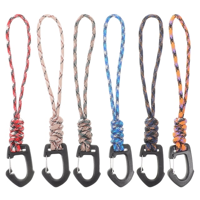 6 cordones trenzados para insignias, con cierre de metal, para llavero, para camping, senderismo, carteras, llaves, tarjetas de identificación y porta credencial