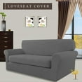 thumbnail image 2 of Easy-Going 2 Pieces Microfiber Stretch Sofa Slipcover Spandex Soft Sofa Couch Cover, Loveseat, Gray, 2 of 6