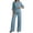 Blue|boho outfits for women 2 piece sets, variant on 2 Piece Classy Sets for Women Elegant Drawstring Waist Roll-Up Long Sleeve Shirt with Wide Leg Pants Lounge Sets with Pockets Navy,M