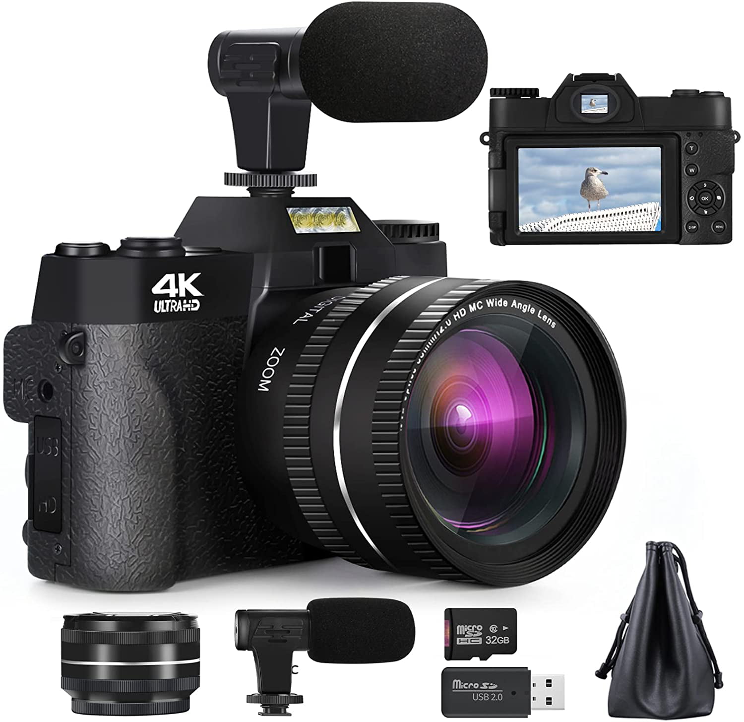 NBD Digital Camera 4K 48MP Compact Camera, 3.0 Inch Ultra Clear Screen YouTube Vlogging Camera with Wide Angle Lens and 16x Digital Zoom Video Camera, Cameras for Photography