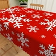 thumbnail image 4 of Nanqianyi Christmas Rectangular Tablecloth 60×84 Inch, Winter White Snowflakes Red Washable Table Cover for Christmas Family Gathering, 4 of 6