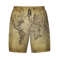 thumbnail image 4 of Lsque Mens Swim Trunks Vintage World Map Pattern - Bathing Suit Compression Liner - Beach Swim Shorts Swimwear - (S-3XL) - Stretch Quick Dry -Medium, 4 of 9