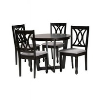 Baxton Studio Aggie Modern Grey Fabric and Dark Brown Finished Wood 5-Piece Dining Set