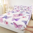 thumbnail image 3 of Homewish Lovely Dreamy Butterfly Twin Sheet Sets,Watercolor Splatter Ink Twin Fitted Sheet,Pink Purple White Flat Sheet For Kids,Luxury Bedroom Decor,3-Piece, 3 of 7