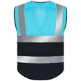 thumbnail image 2 of BeautyWill Class 2 High Visibility Safety Vest, 5 Pockets Reflective Work Vest with Zipper & ID Holder, Blue Black for Construction Work, 2 of 7