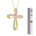 thumbnail image 4 of RYLOS Necklace Yellow Gold Plated Silver 925 Cross Necklace Gemstone &  Diamonds Pendant With 18" Chain 8X6MM Pink Ice November Birthstone Womens Jewelry Silver Necklace, 4 of 8
