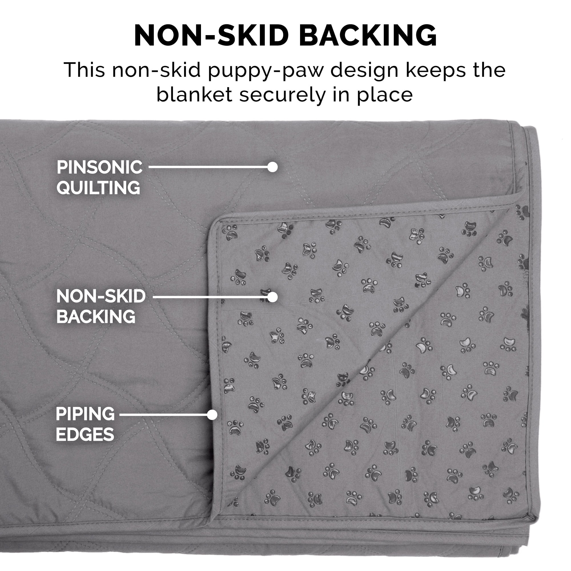 FurHaven Non-Skid Quilted Twill Waterproof Bed & Furniture Protector, Dark Gray, Large/Queen, 1 Count