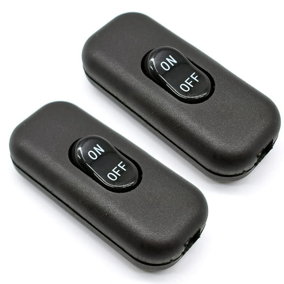 Inline Cord Switch 2 Pack,AC 250V 6A On/Off Lamp Control Appliance Switch Rocker for Table Lamp Desk Bed LED Lights,Black