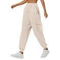 thumbnail image 5 of BODOAO Women's Sweatpants Baggy Cotton High Waisted Cinch Bottom Joggers with Pockets Casual Cute Lounge Workout Sweat Pants Thin Loose Sweatpants Comfortable Pants with Pockets Sweatpants Beige L, 5 of 9