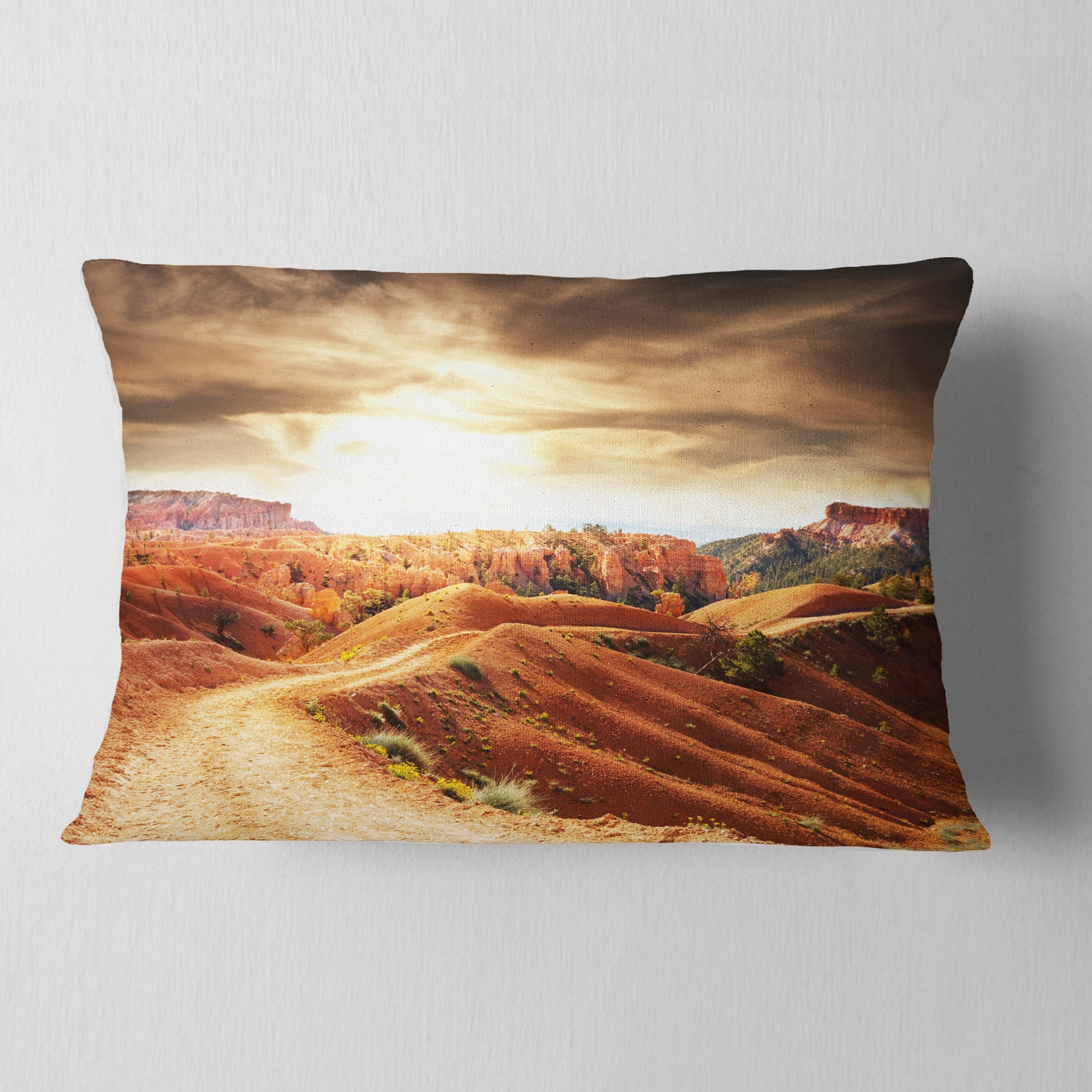 Designart 12" x 20" Brown Polyester Throw Pillow